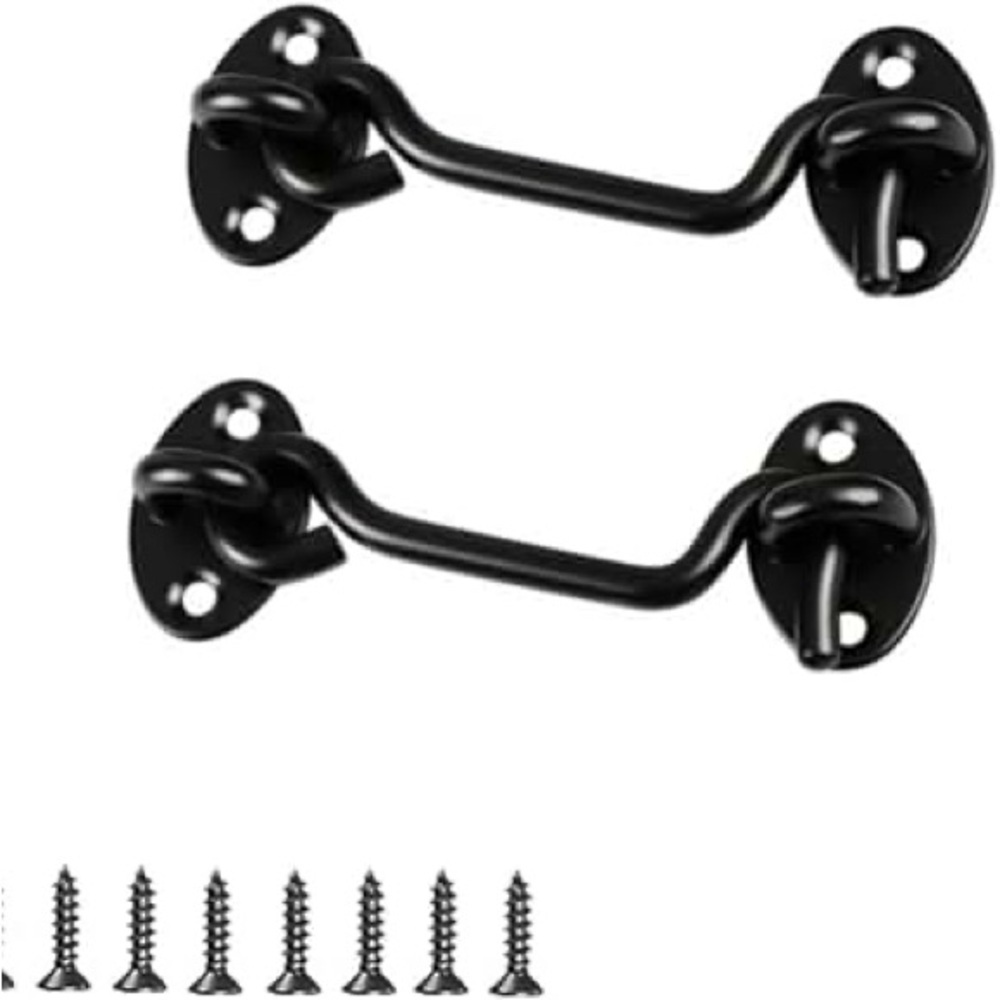 4” 4-Barn Door Latches Door Lock Hardware Wooden Fence Garage Door Black Steel